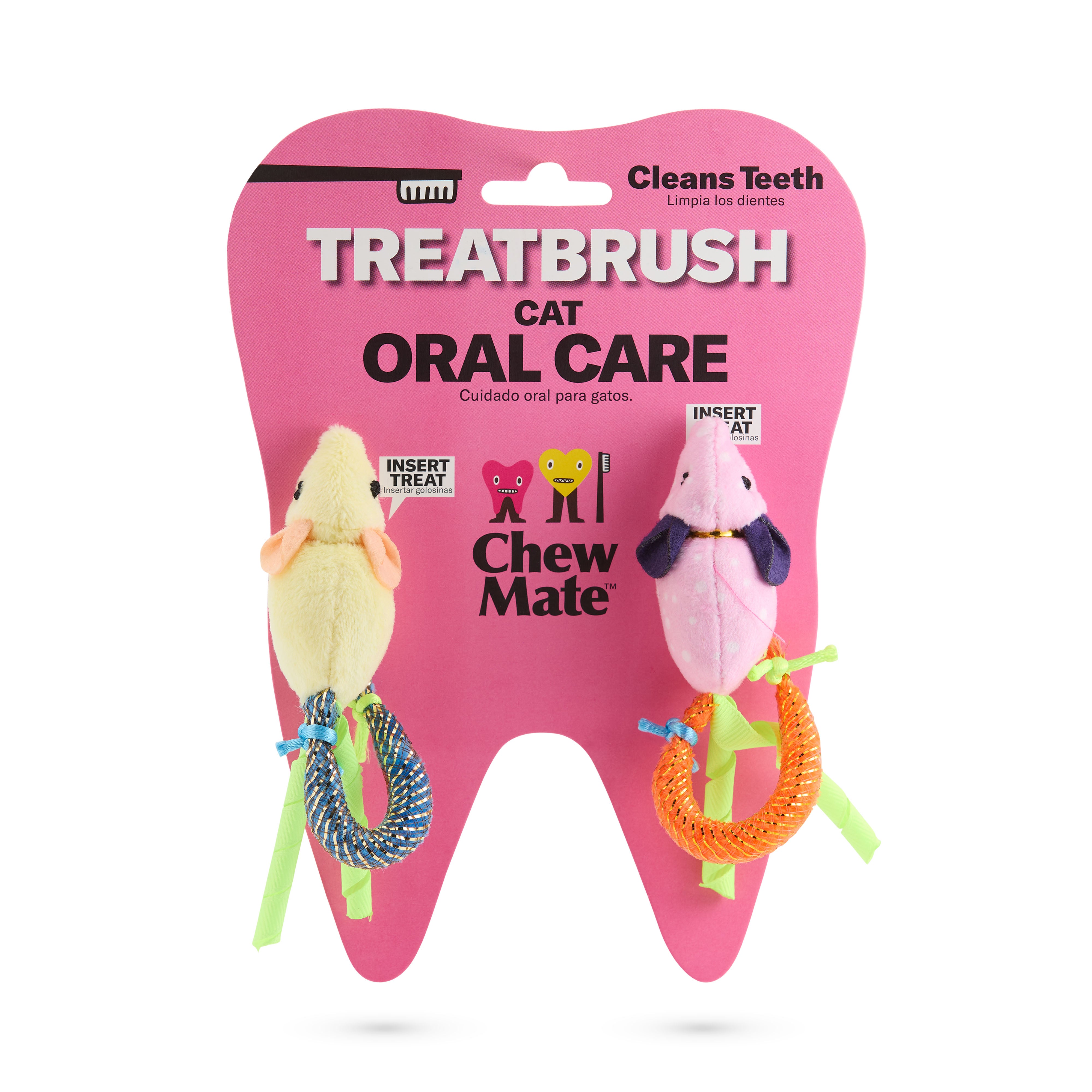 Plush Oral Care Floss & Treat Toothbrush Toy for Cats (2-Pack)