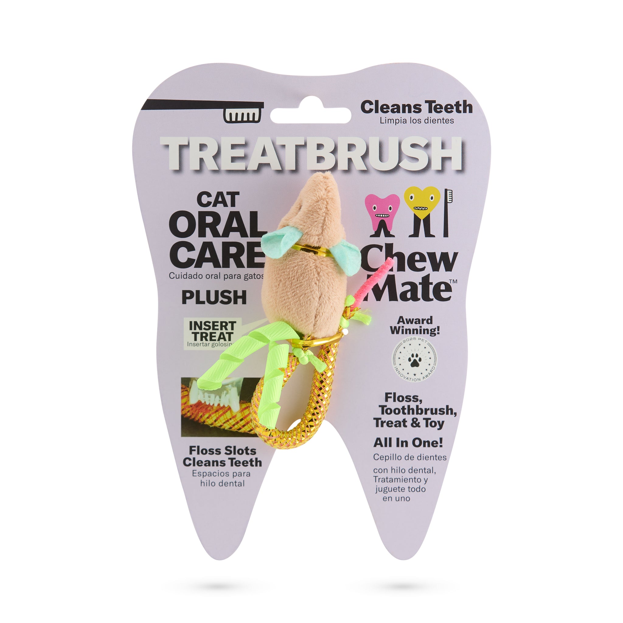 Plush Oral Care Floss & Treat Toothbrush Toy for Cats