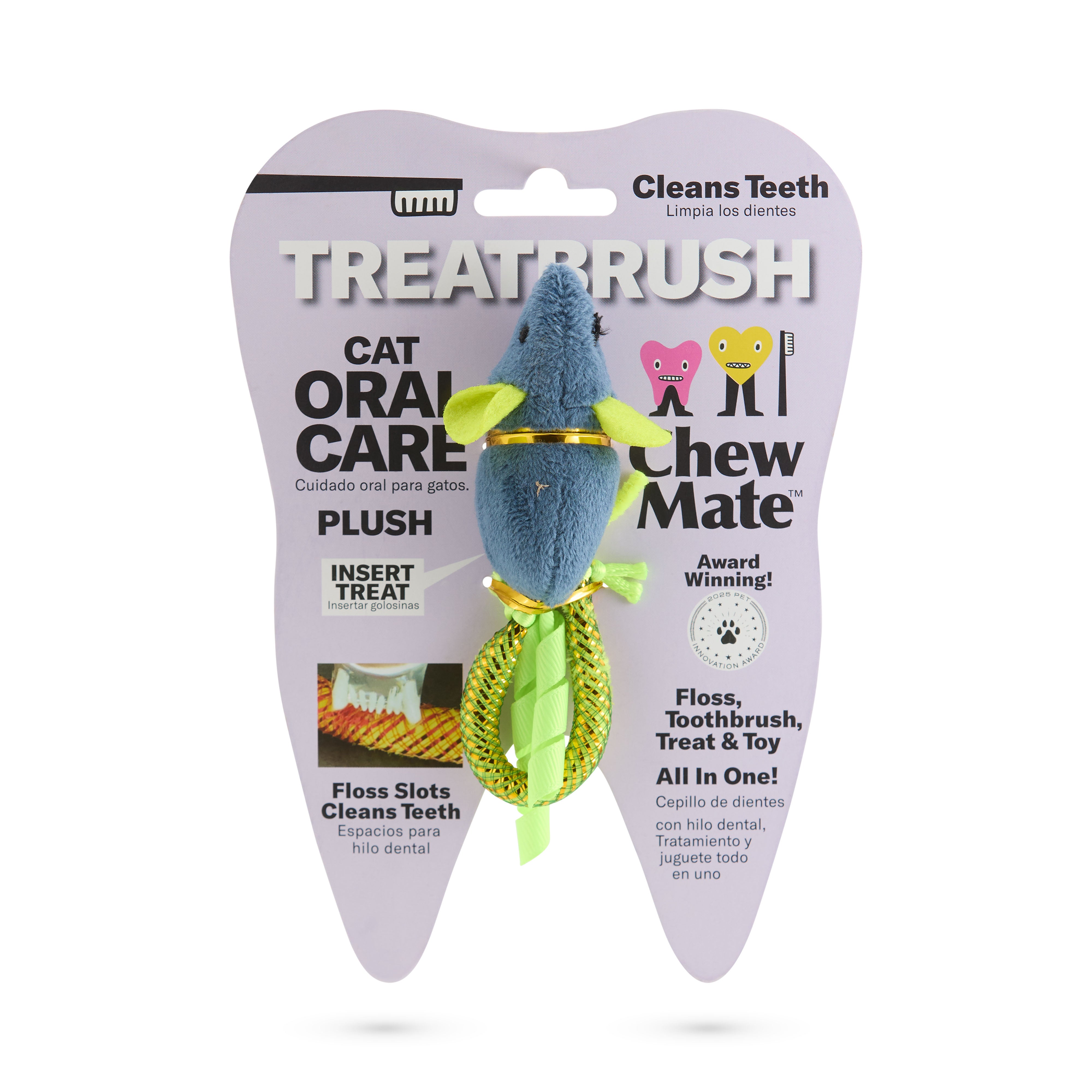 Plush Oral Care Floss & Treat Toothbrush Toy for Cats