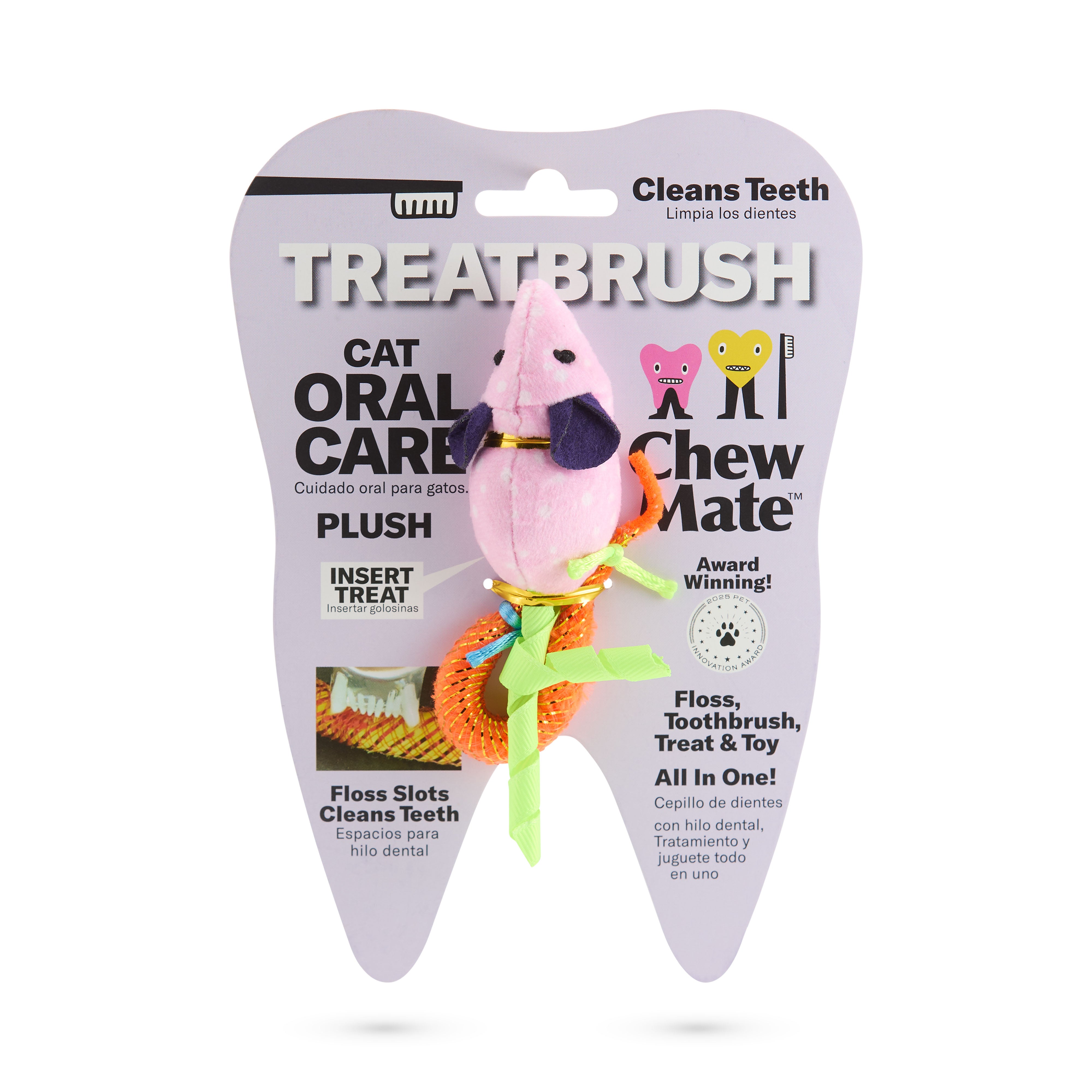 Plush Oral Care Floss & Treat Toothbrush Toy for Cats