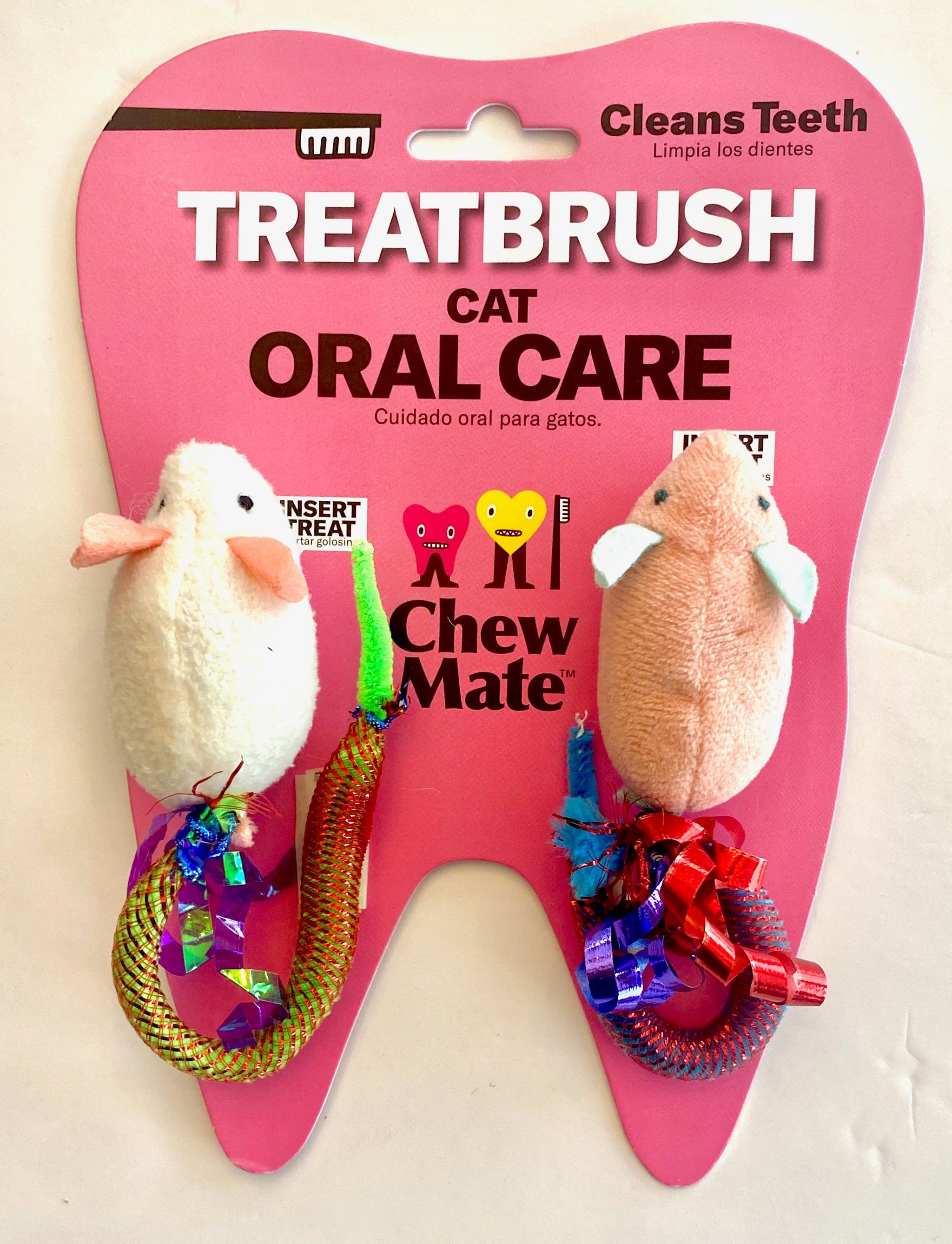 Plush Oral Care Floss & Treat Toothbrush Toy for Cats (2-Pack)