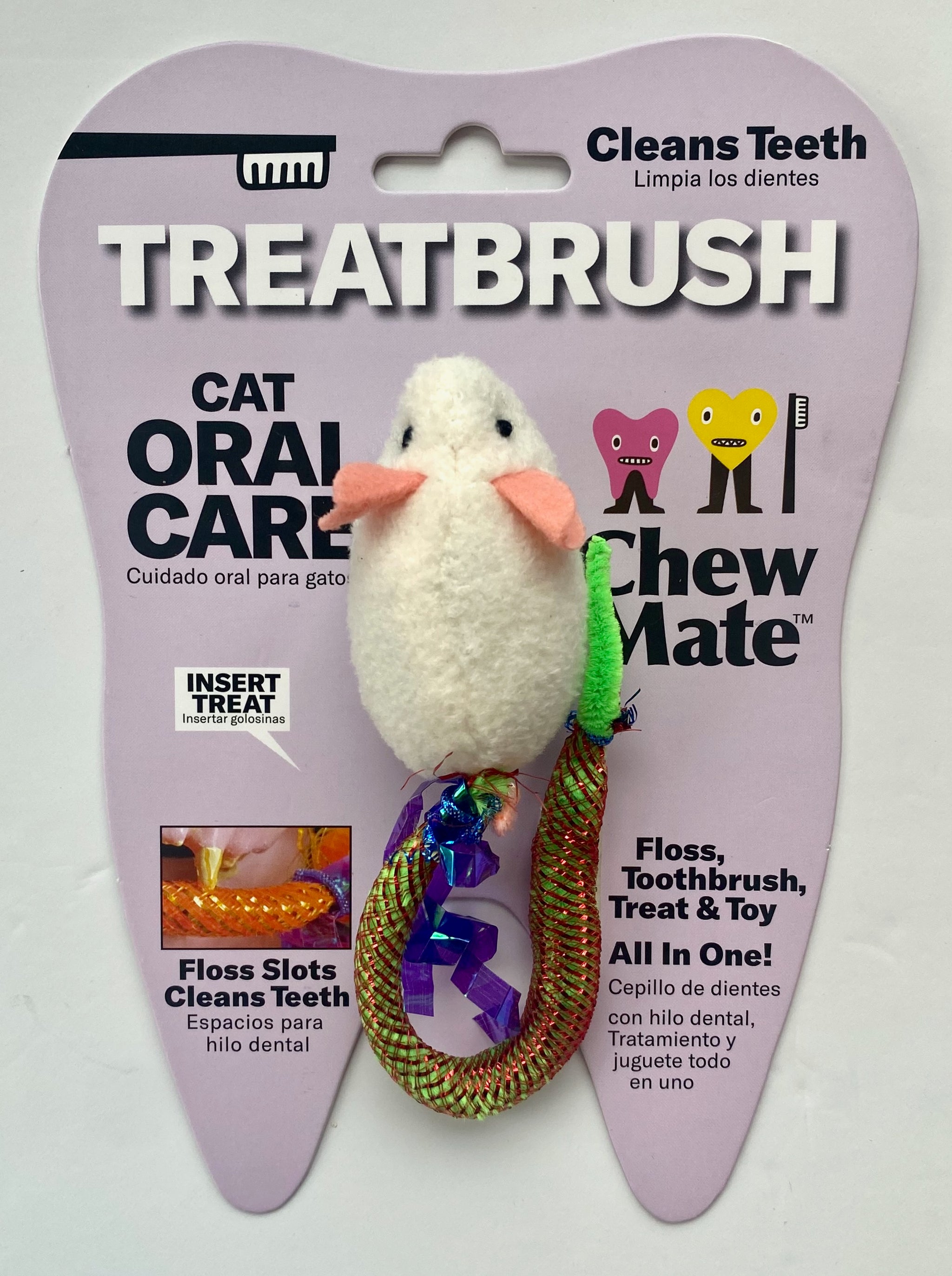 Plush Oral Care Floss & Treat Toothbrush Toy for Cats