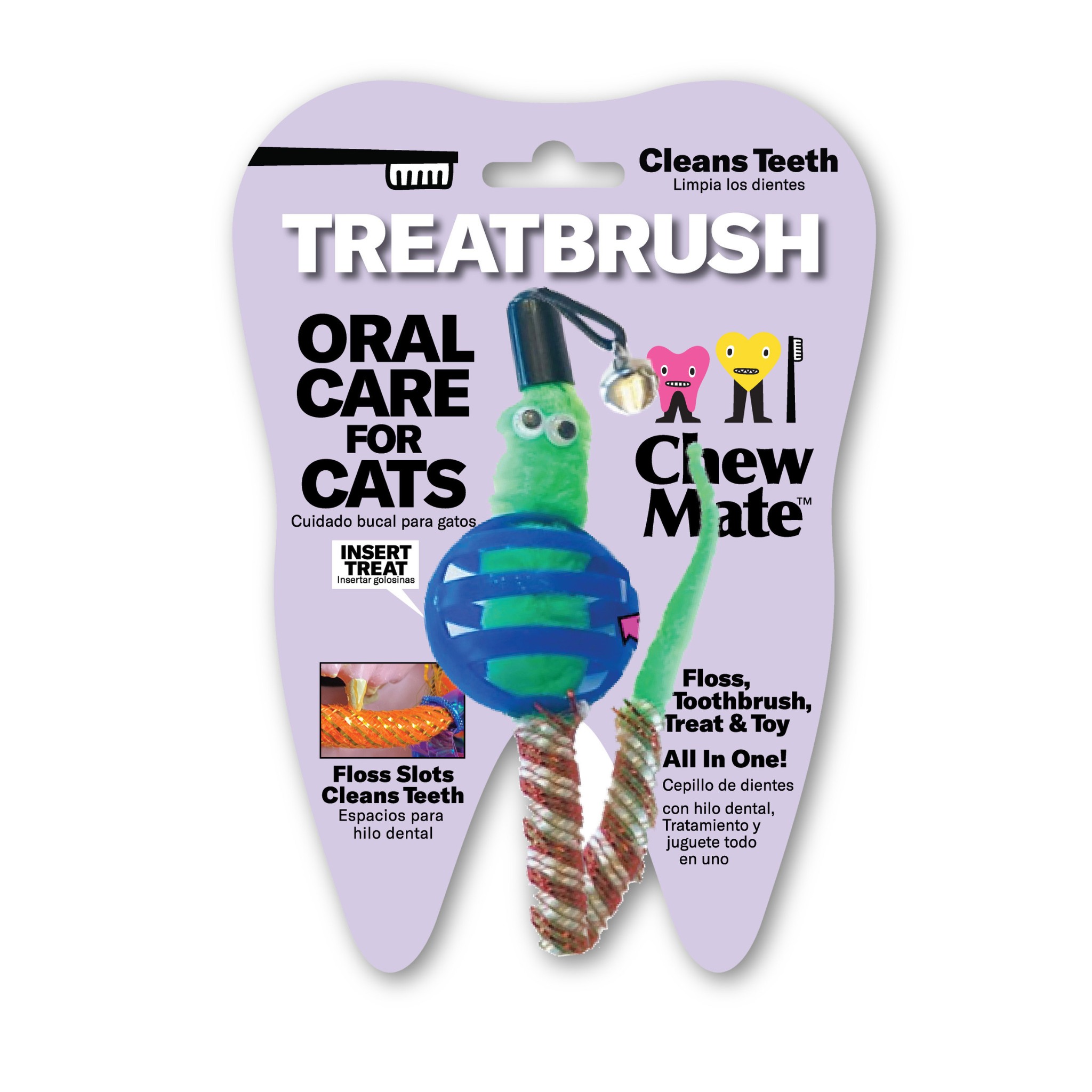 Oral Care Floss & Treat Toothbrush Toy for Cats