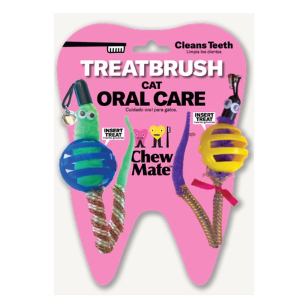 Oral Care Floss & Treat Toothbrush Toy for Cats (2-Pack)