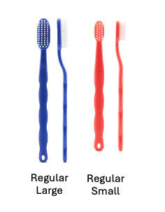 Select Brush Size: (Small Red Under 25lbs.) or (Large Blue 25 lbs.+)toothbrushes to be used.